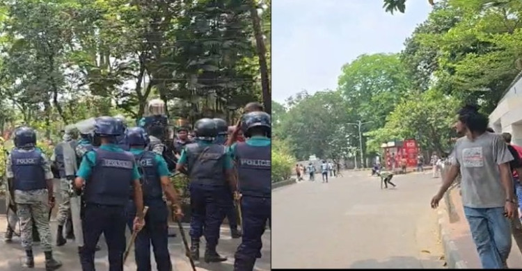 জবি শিক্ষার্থীদের ‘লংমার্চ টু যমুনা’ কর্মসূচিতে পুলিশের বাধা, টিয়ারশেল-সাউন্ড গ্রেনেডে নিক্ষেপ