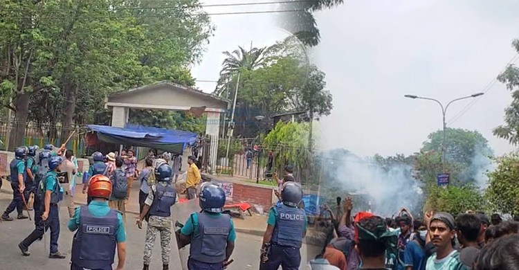 সাউণ্ড গ্রেনেড ও টিয়ারগ্যাসে ছত্রভঙ্গ জবি শিক্ষার্থীদের লংমার্চ